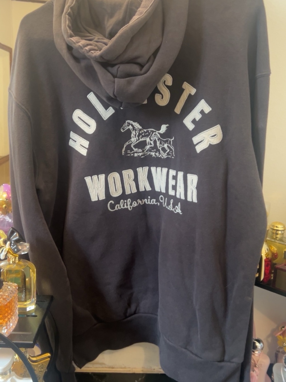 Hollister Black Hoodie with White Workwear Logo